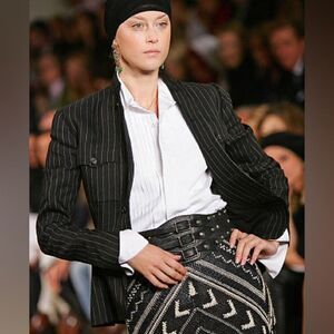 Ralph Lauren Collection *Spring '07 Runway Wide Black Leather Kidney Corset Belt